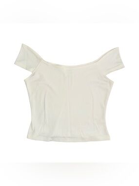 Maeve Anthropologie White Off-Shoulder Crop Top